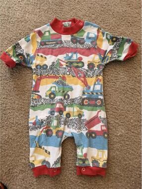 Vintage Primary Color Construction Romper 18m